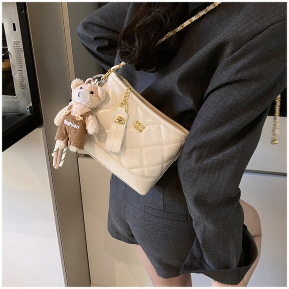 Quilted Chain Strap Mini Crossbody Bag w/Charm /Multiple colors available - Picture 8 of 14